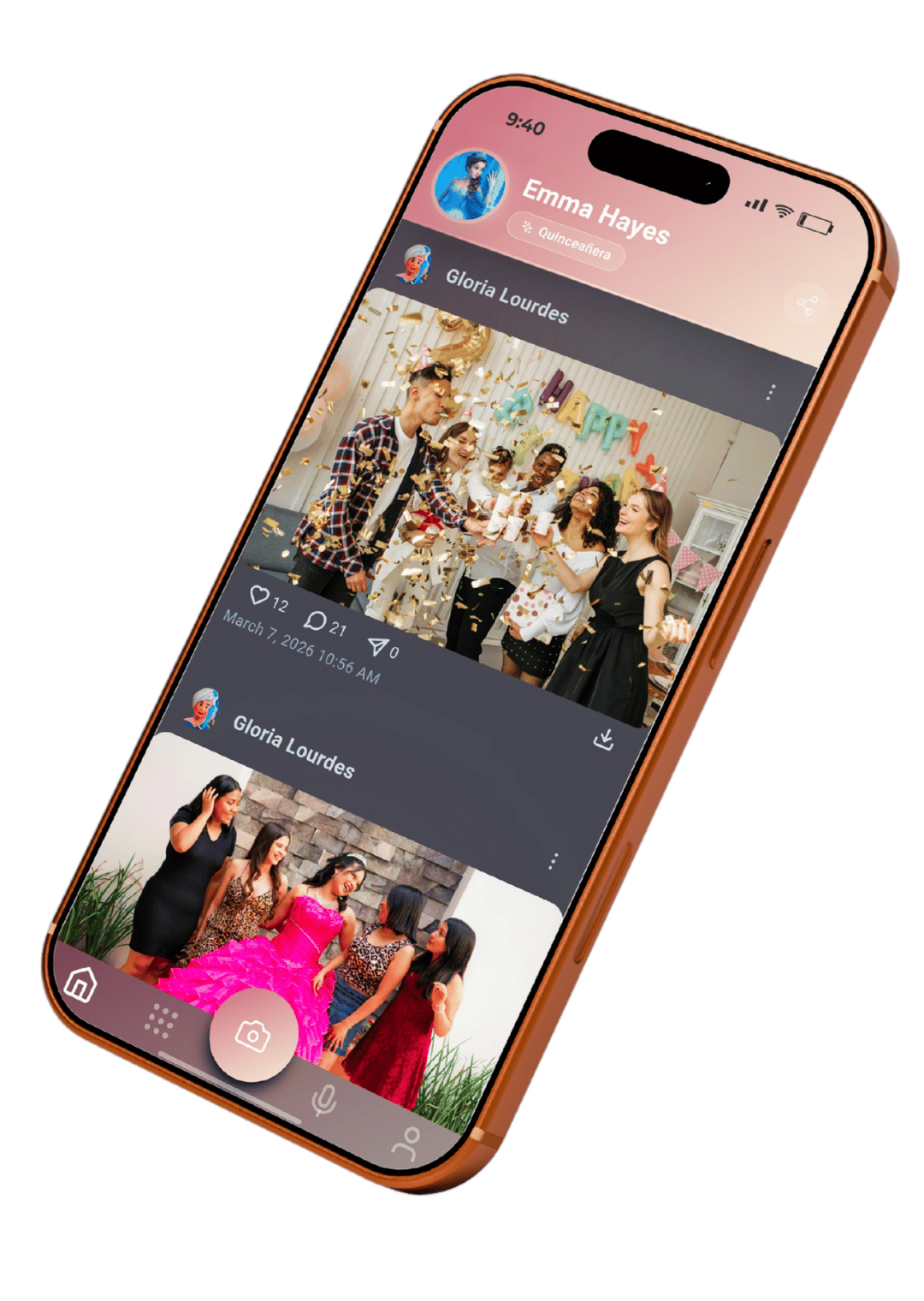 Party Wall App live event feed on phone